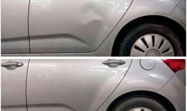 Удаление вмятин на двери авто без покраски в СПб